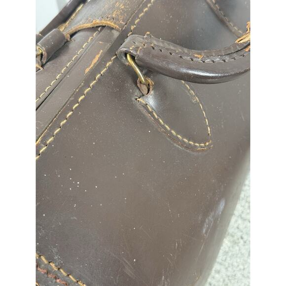 Ford Motor Co Old Brown Leather Suitcase- Many Flaws But Beauty- App 11”H 16” L - Picture 5 of 13
